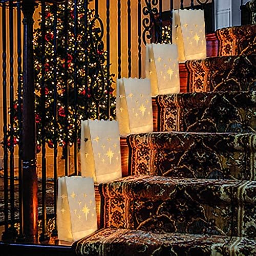 Homemory White Luminary Bags with Stars Design 24