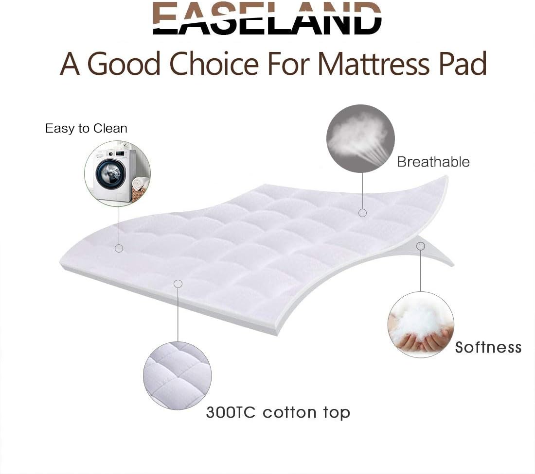 EASELAND King Mattress Pad 78x80 White