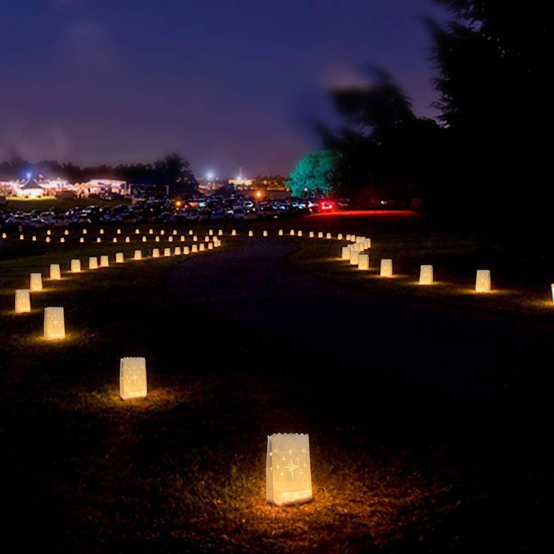 Homemory White Luminary Bags with Stars Design 24