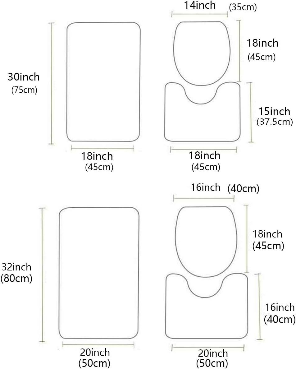 YESOF66 3 Piece Bathroom Rug Set with Non-Slip Toilet Cover