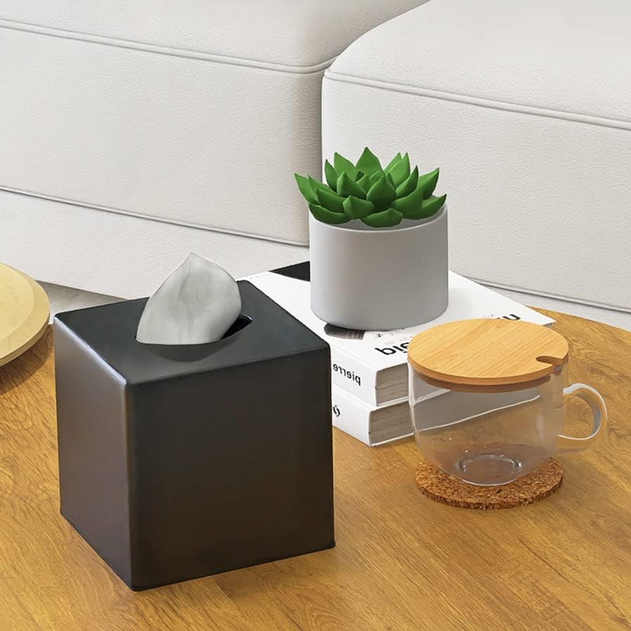 Y-in Hand Tissue Box Cover - Black Square Holder