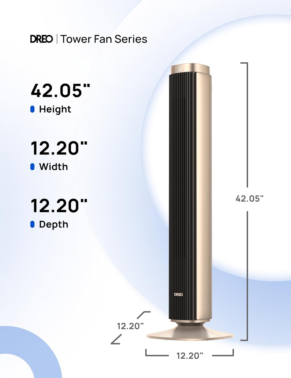 Dreo Tower Fan for Bedroom with 40ft Airflow and 12 Speeds