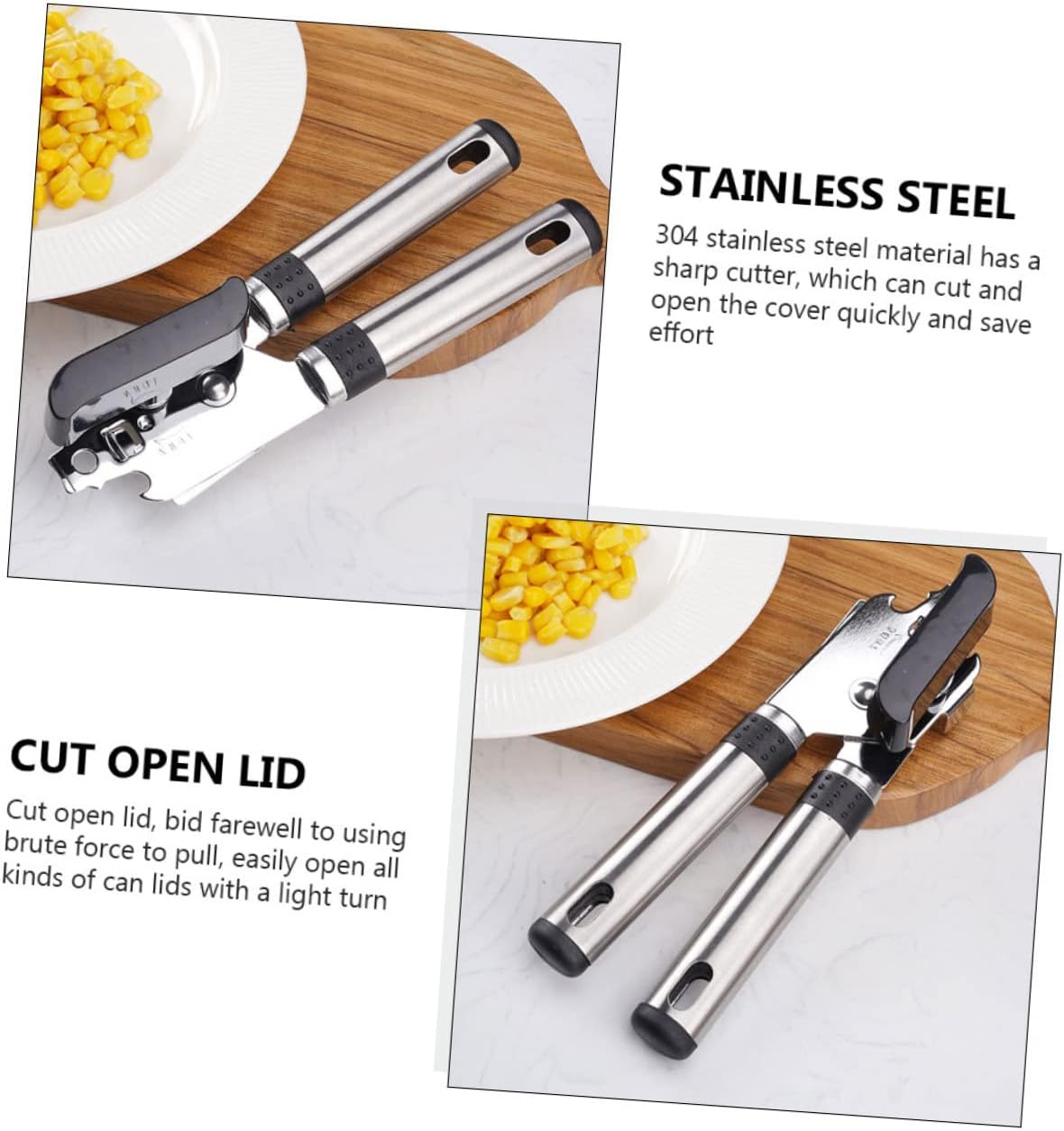 1Pc Stainless Steel Can Opener and Multi Function Bottle Opener with Lever