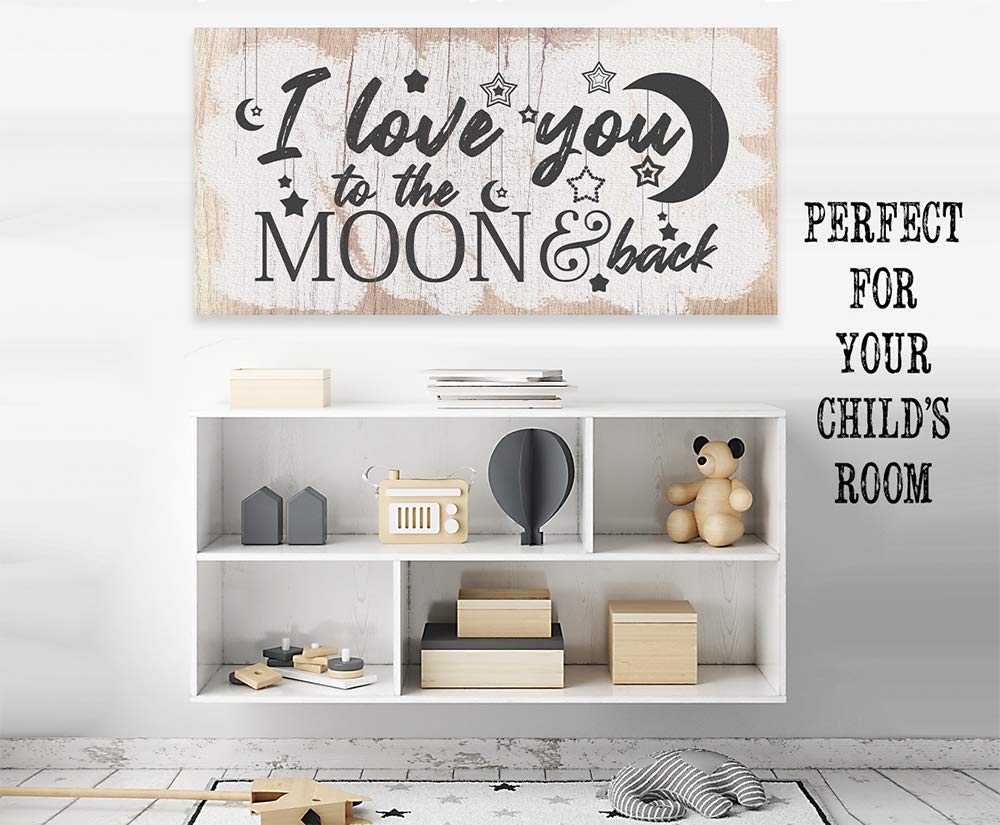 I Love You To The Moon And Back Stretched Canvas Wall Art