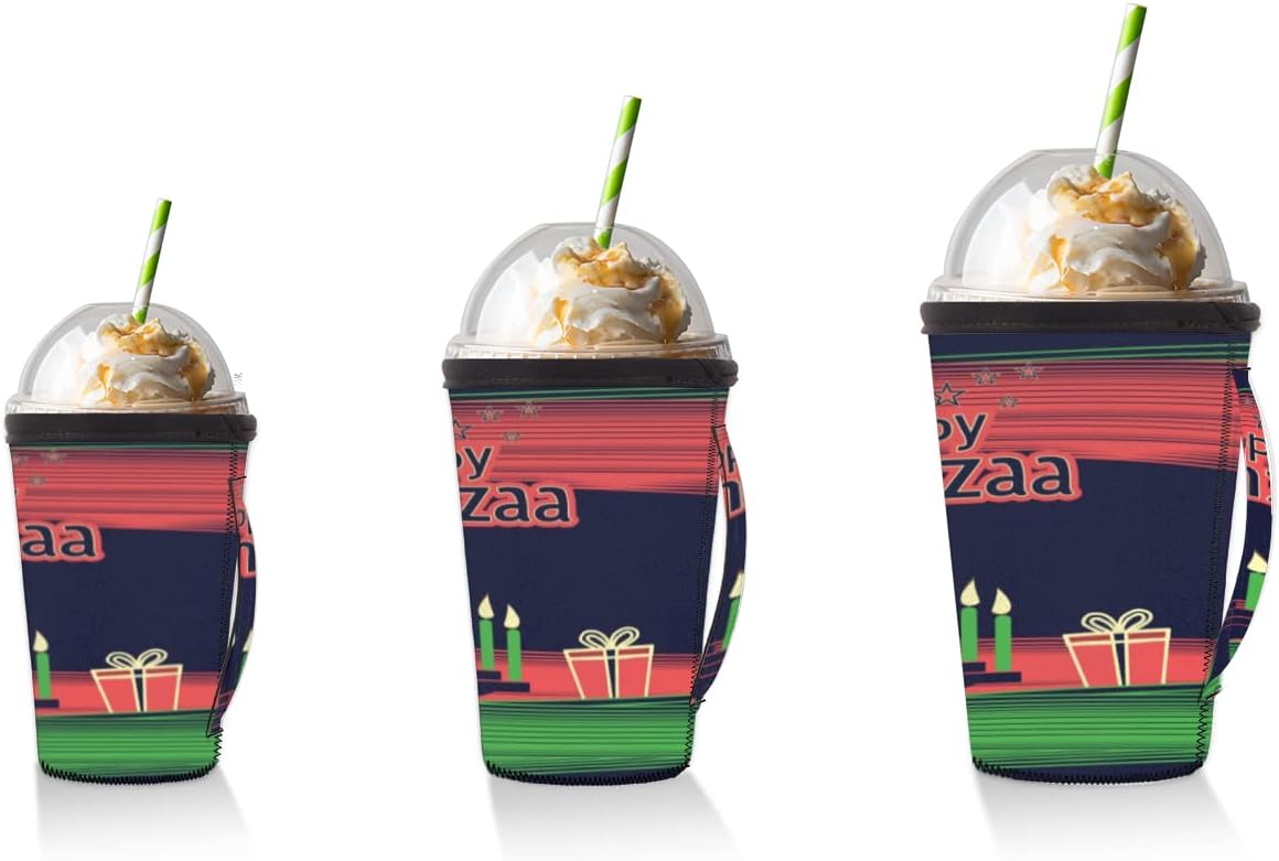 Reusable Iced Coffee Cup Sleeve with Handle for Hot and Cold Drinks