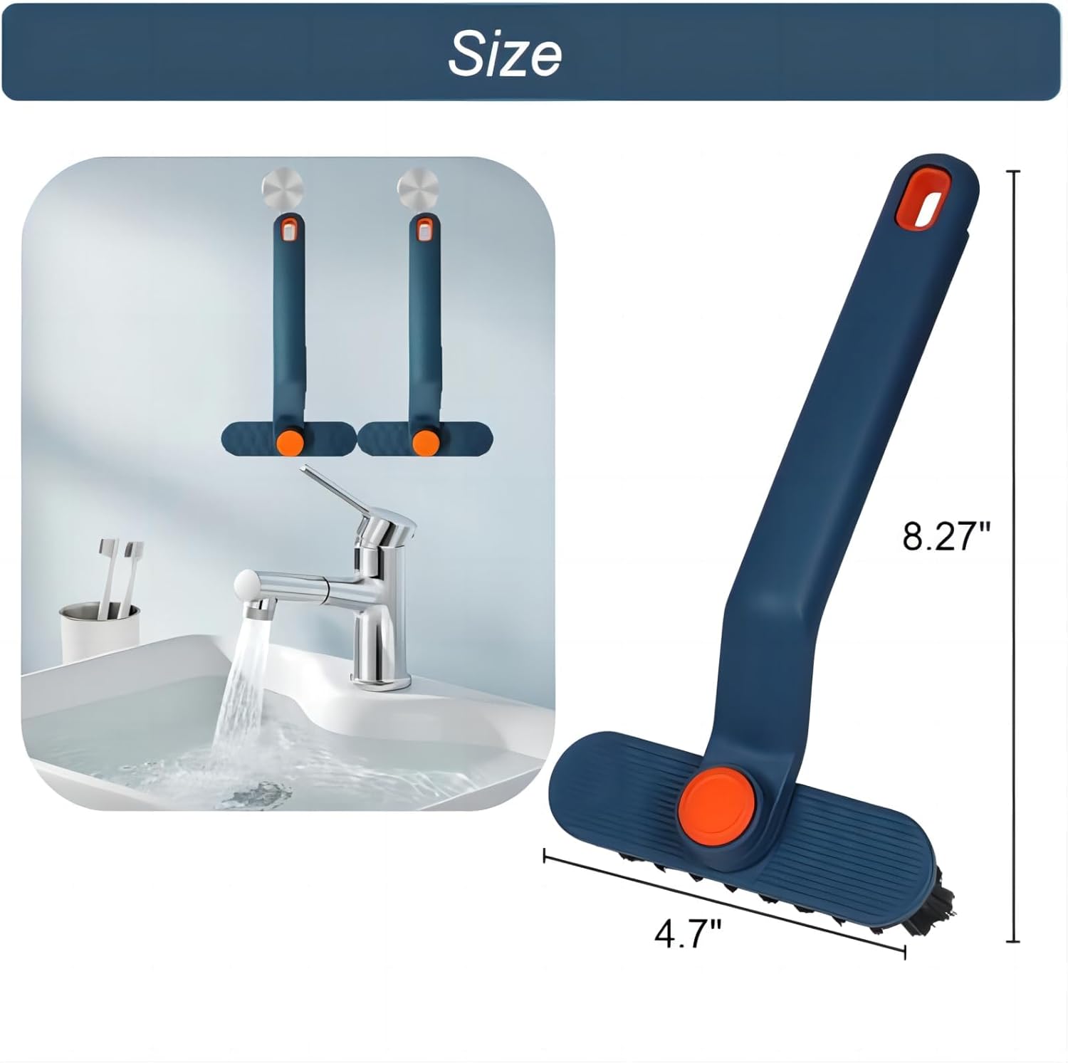 2Pcs Hard Bristle Crevice Cleaning Brush with Rotating Handle