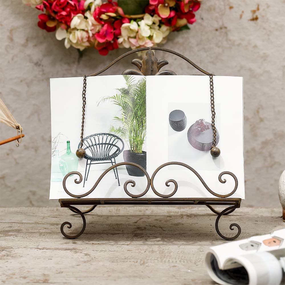 Jemeni Fleur De Lis Cookbook Stand with Antique Brown Finish