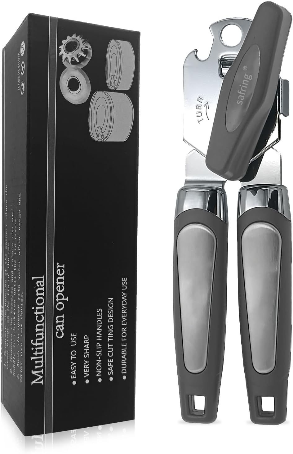 Safring Manual Can Opener with Bottle Opener