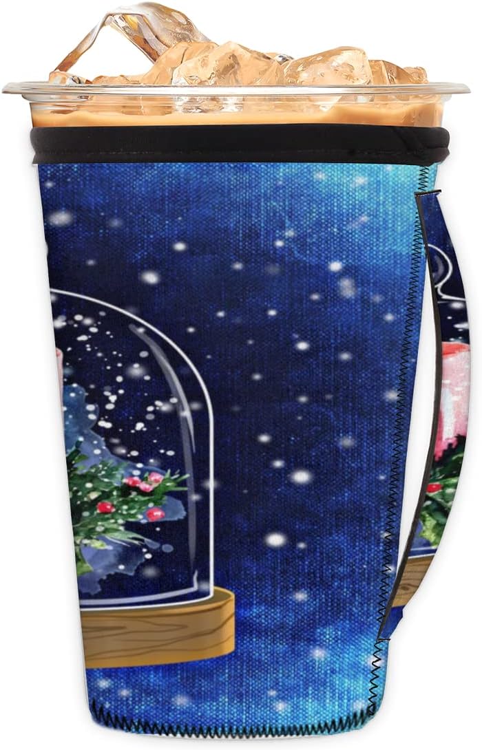 Christmas Candle Reusable Coffee Cup Sleeve With Handle