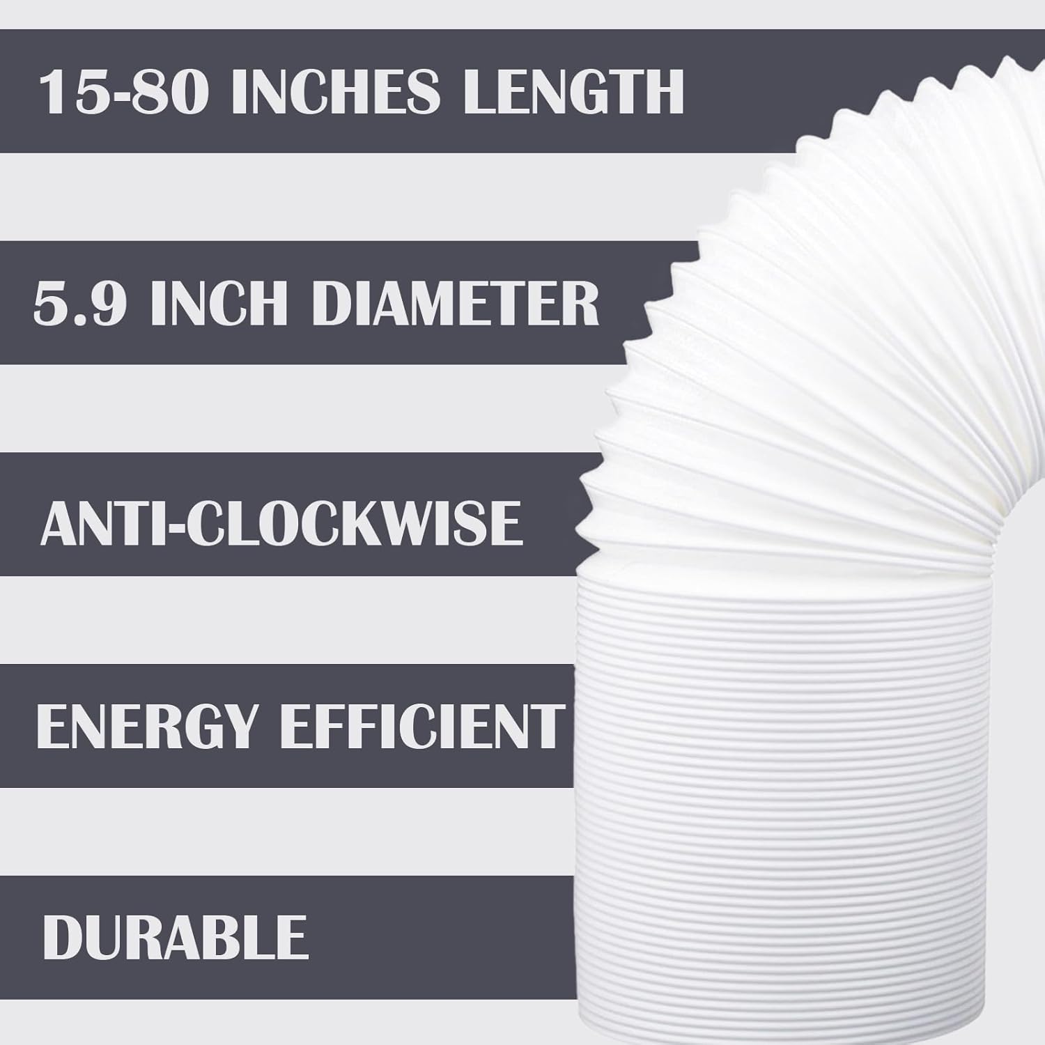 Portable AC Exhaust Hose 59 Inch Anti-Clockwise Thread 80 Inch Long