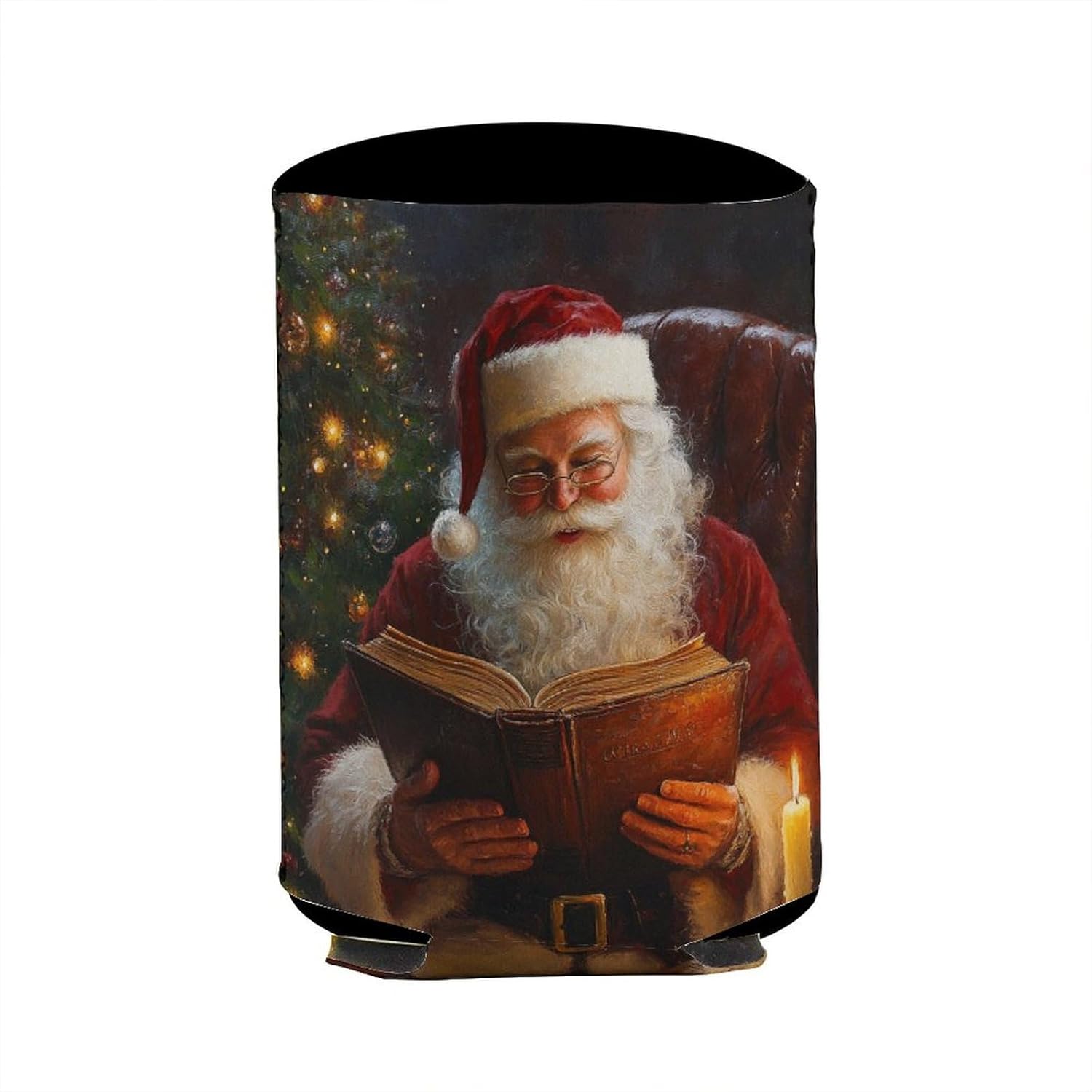 Beer Can Cooler Sleeve with Santa Claus Pattern