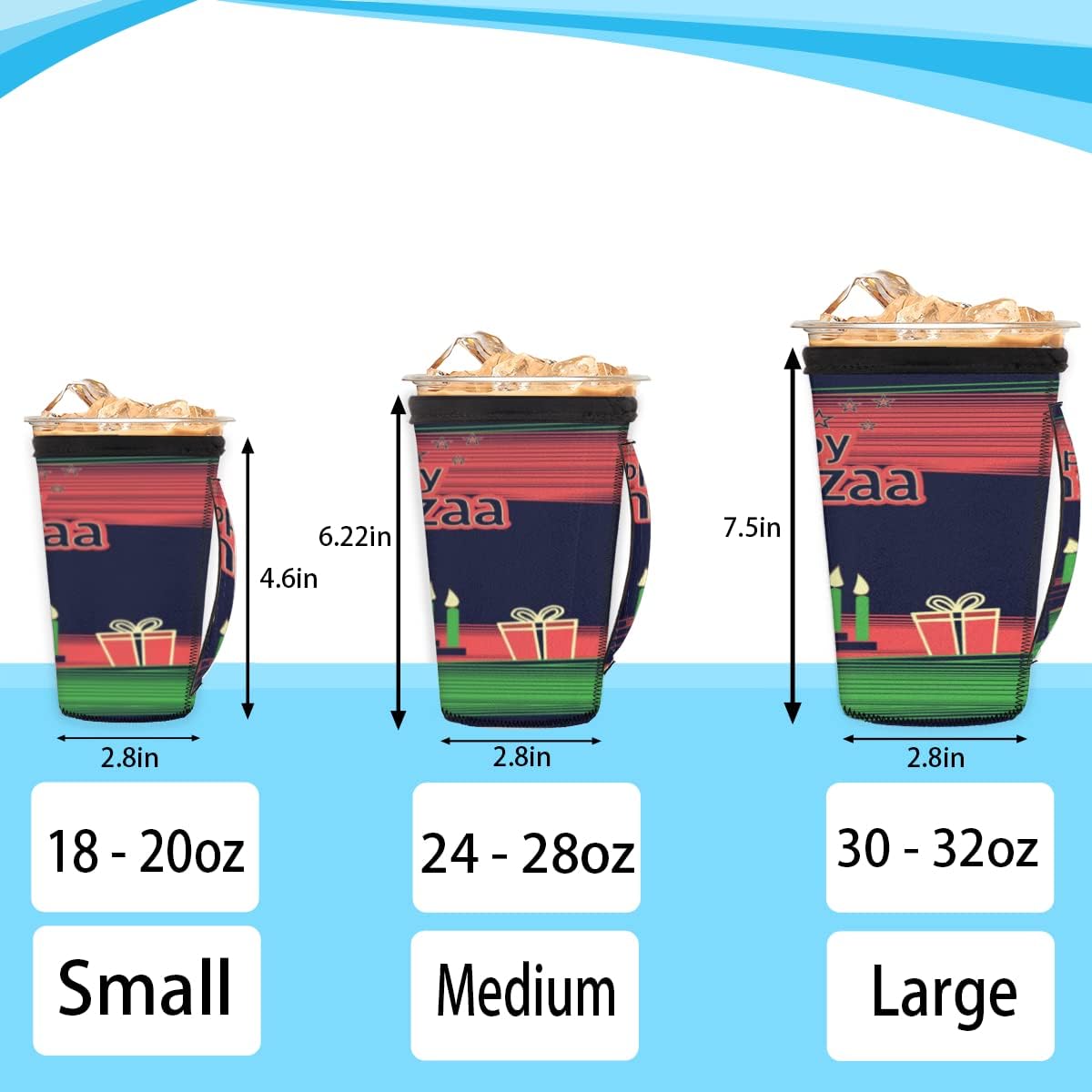 Reusable Iced Coffee Cup Sleeve with Handle for Hot and Cold Drinks