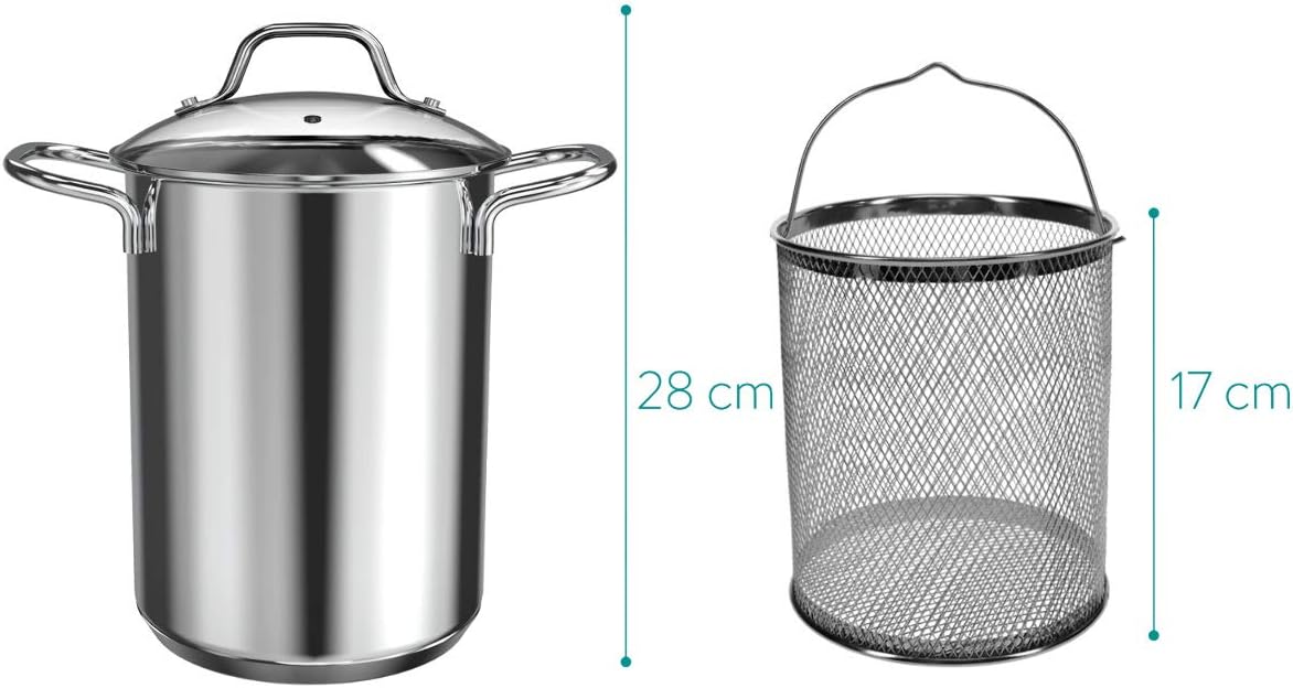 Navaris Asparagus Pot - 41 Qt Stainless Steel Steamer with Removable Basket and Lid