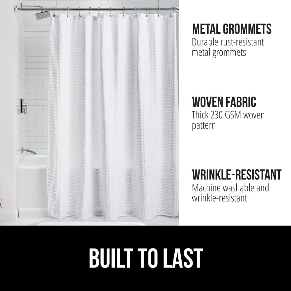 GORILLA GRIP Waffle Shower Curtain 72x72 White