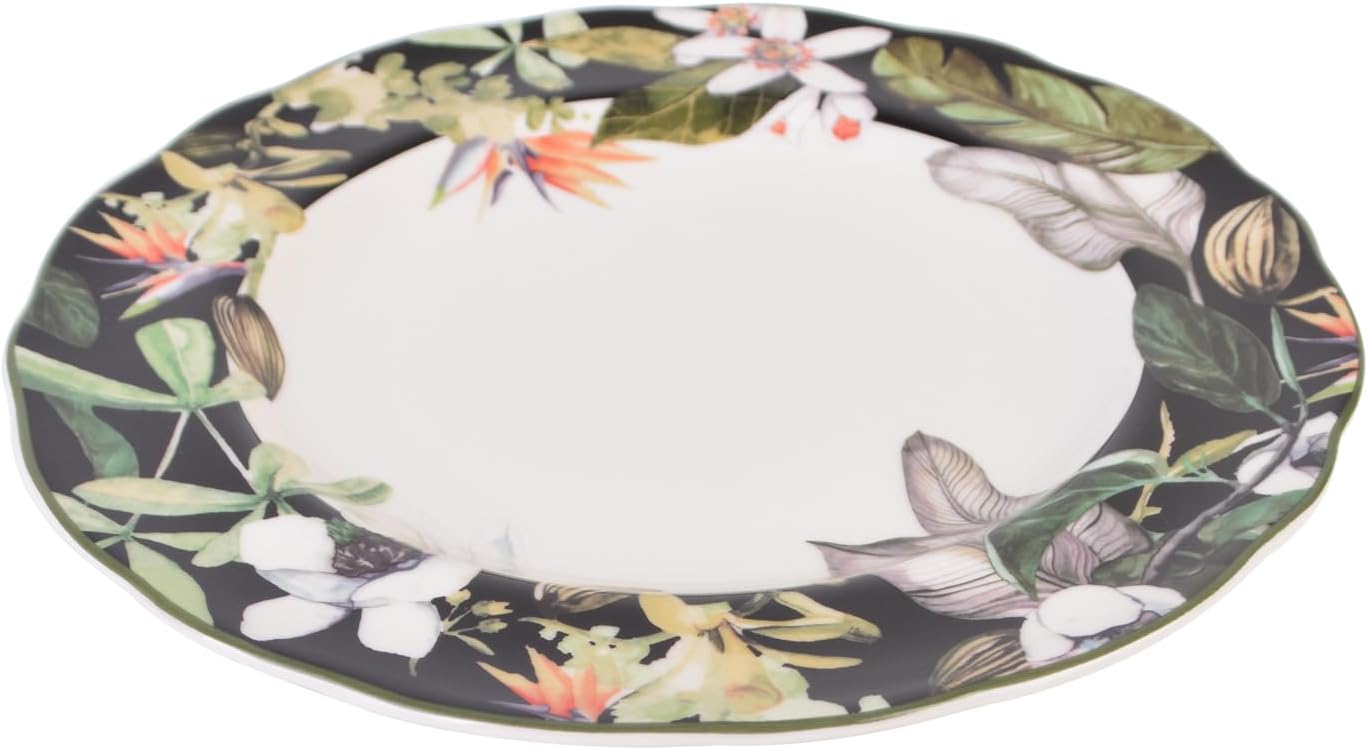 222 Fifth Borneo Black 12-Piece Dinnerware Set