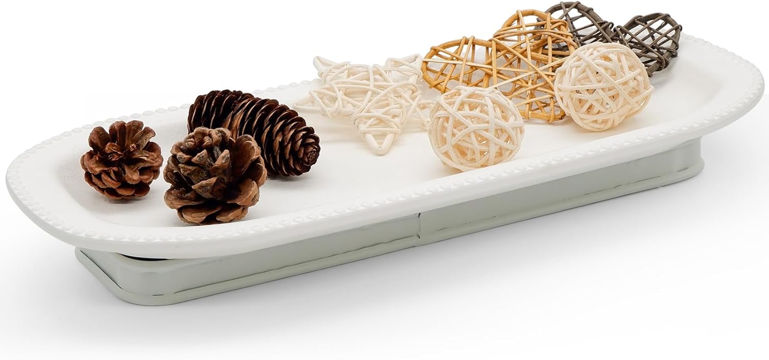 Wooden Decorative Bowl Tray with Iron Base
