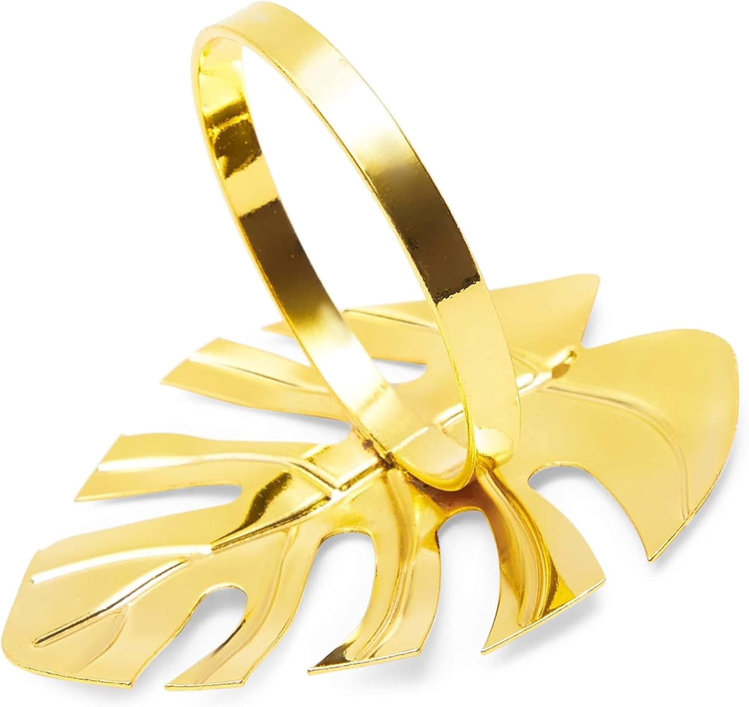 Juvale Tropical Gold Leaf Napkin Rings 12-Pack