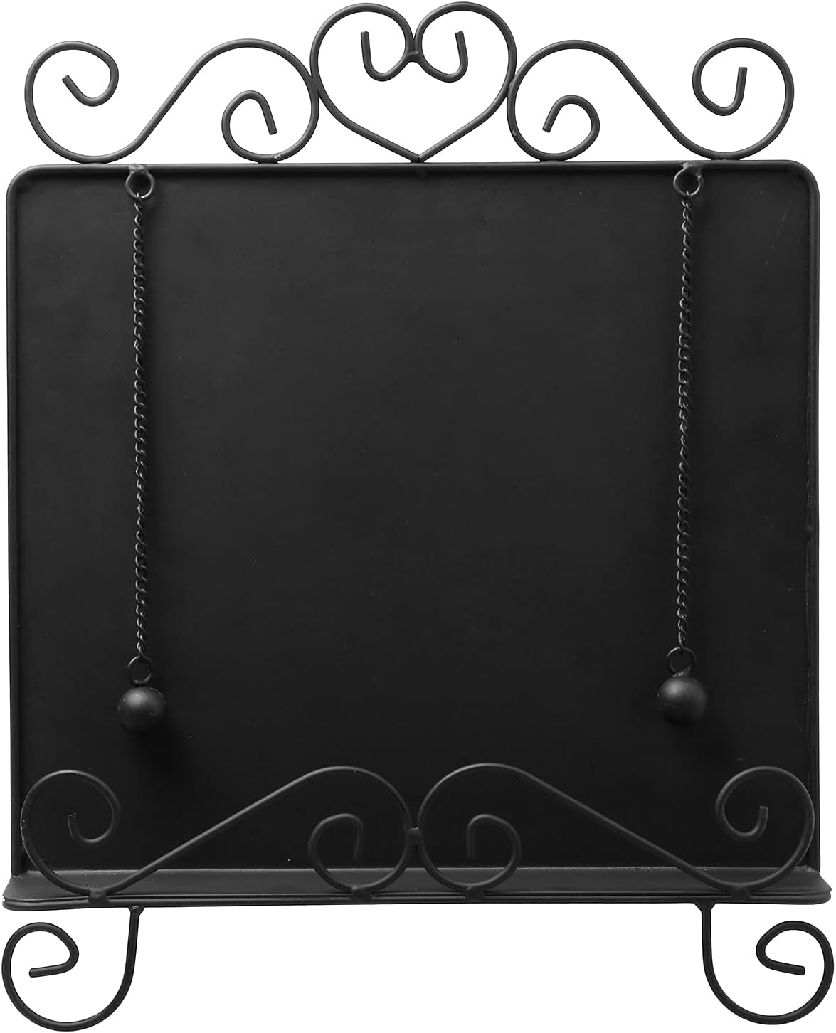 MyGift Black Metal Cookbook Stand with Heart Design