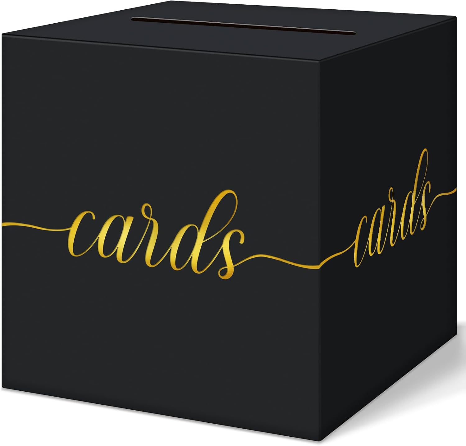 QIKSION Gold Foil Black Card Box for Graduation and Wedding