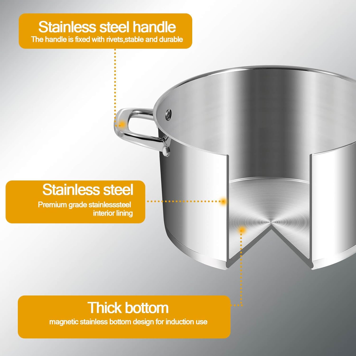 LEUGWAKN 10 Quart Stainless Steel Stock Pot With Lid
