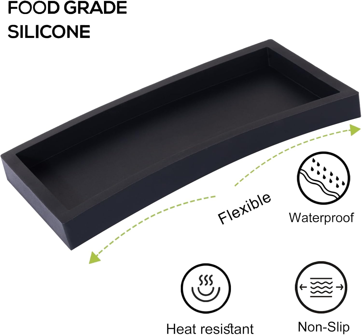 Heagoale Silicone Vanity Tray Black Rectangle