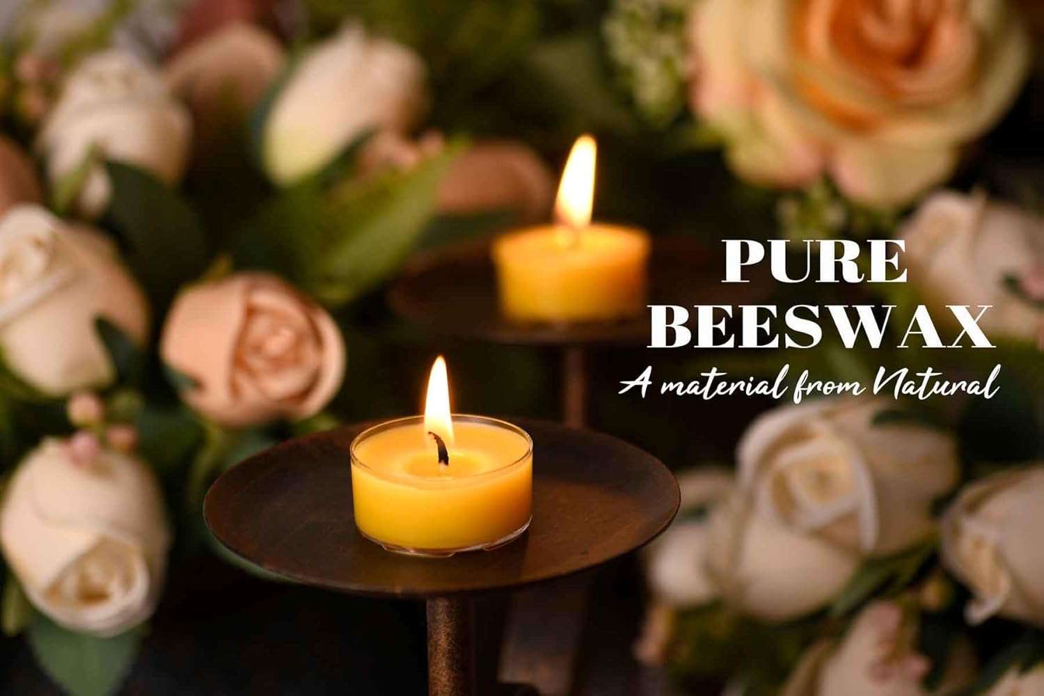 Natural Yellow Beeswax Tea Light Candles 12pcs