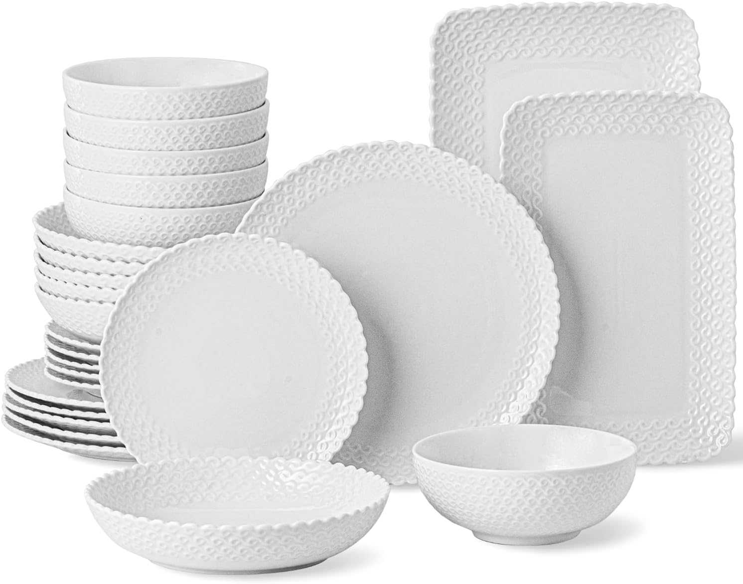 26 Piece Dinnerware Set for 6 Modern Style Plates and Bowls