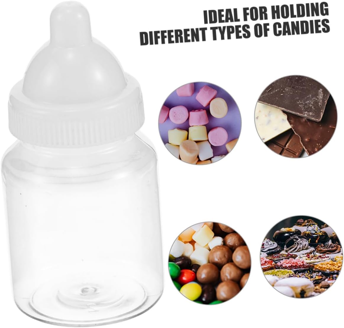 KOMBIUDA 24pcs Clear Candy Boxes Unique Bottle Design for Party Favors