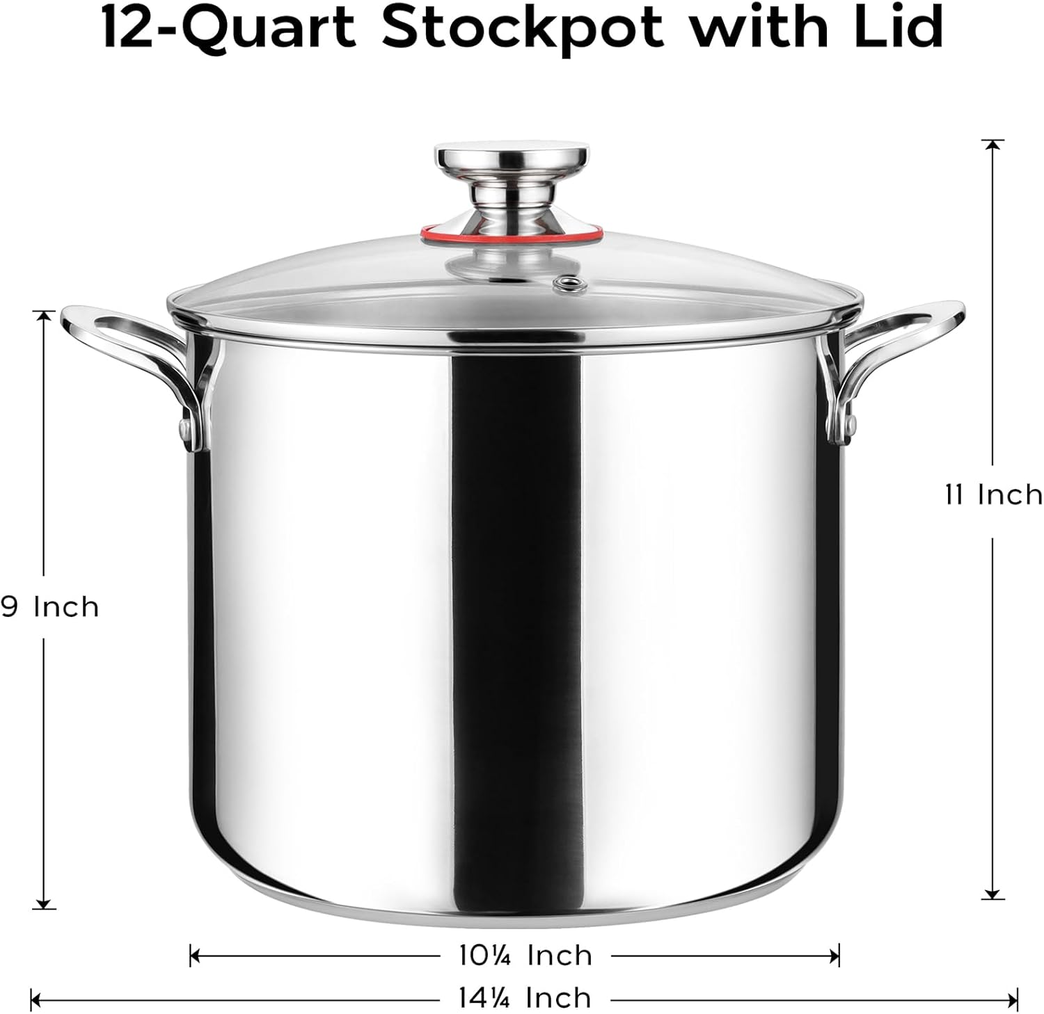 12 Quart Stock Pot with Lid 1810 Stainless Steel