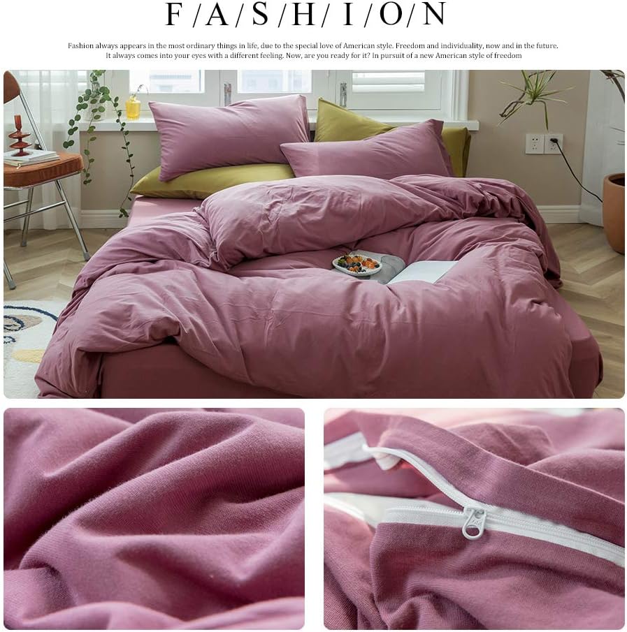 AMWAN Solid Purple Duvet Cover Queen Size