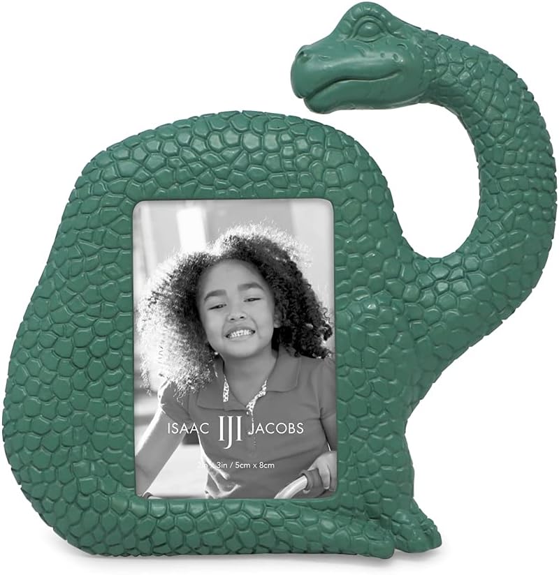 Isaac Jacobs Resin Dinosaur Picture Frame Brontosaurus Green