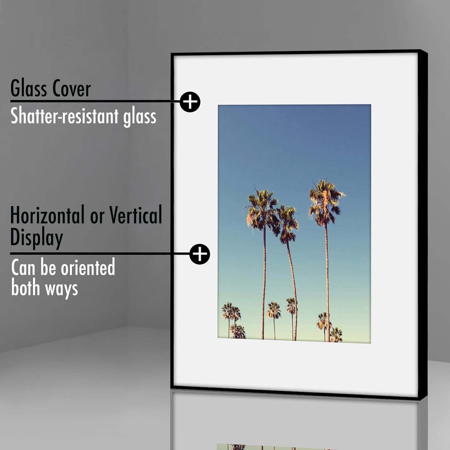 Americanflat 8x10 Picture Frame Set of 6 with Shatter-Resistant Glass - Black