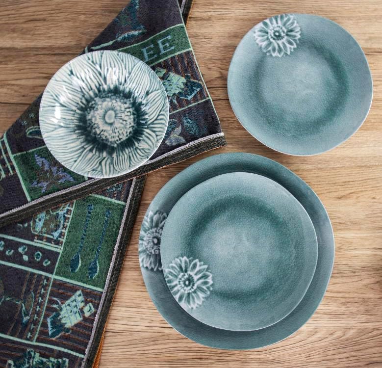 Artworld Lotus Turquoise Fade 12PCS Melamine Dinnerware Set