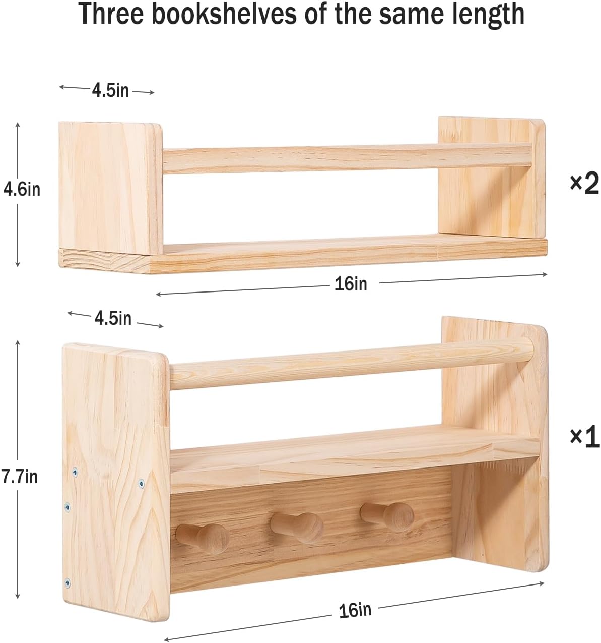 AZSKY Floating Wall Bookshelf Set of 3