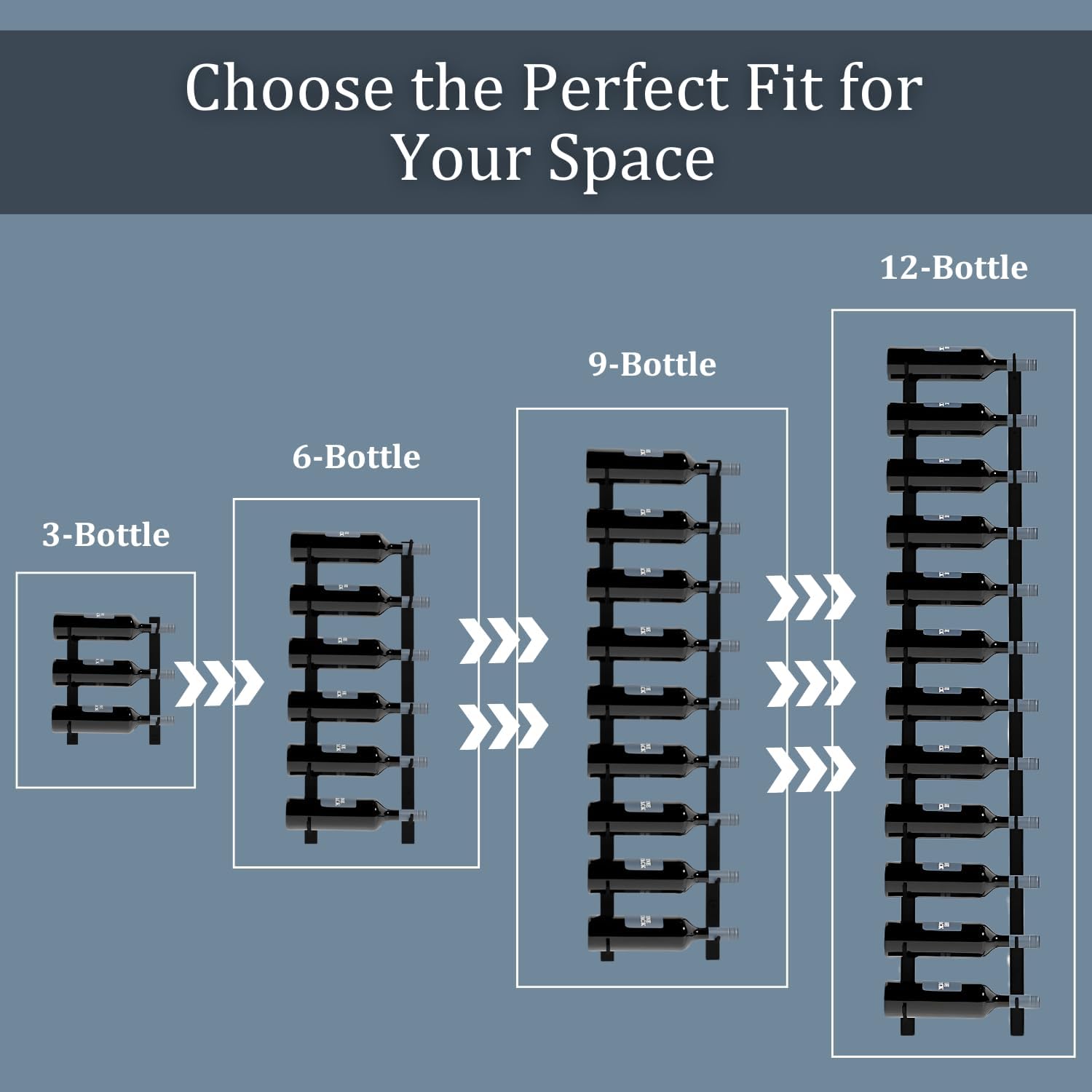 3-Bottle Black Metal Wall Wine Rack - Modern Industrial Design