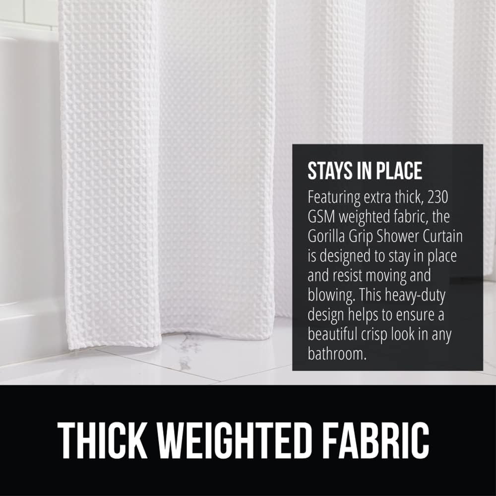 GORILLA GRIP Waffle Shower Curtain 72x72 White