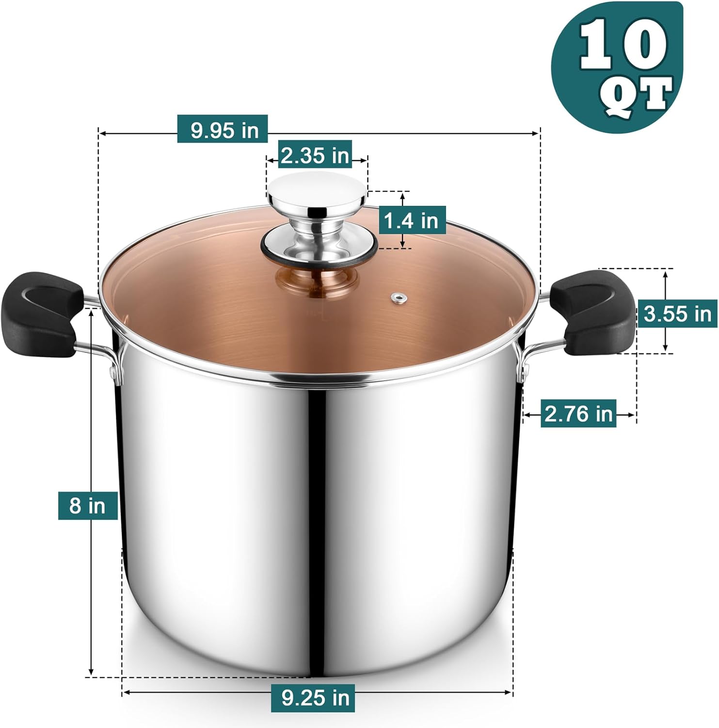 PP CHEF 10 Quart Stainless Steel Stock Pot with Lid