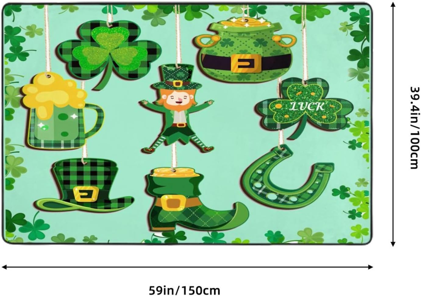 St Patrick Day Carpet Floor Mat 60x39in Washable Flannel Rug Pad