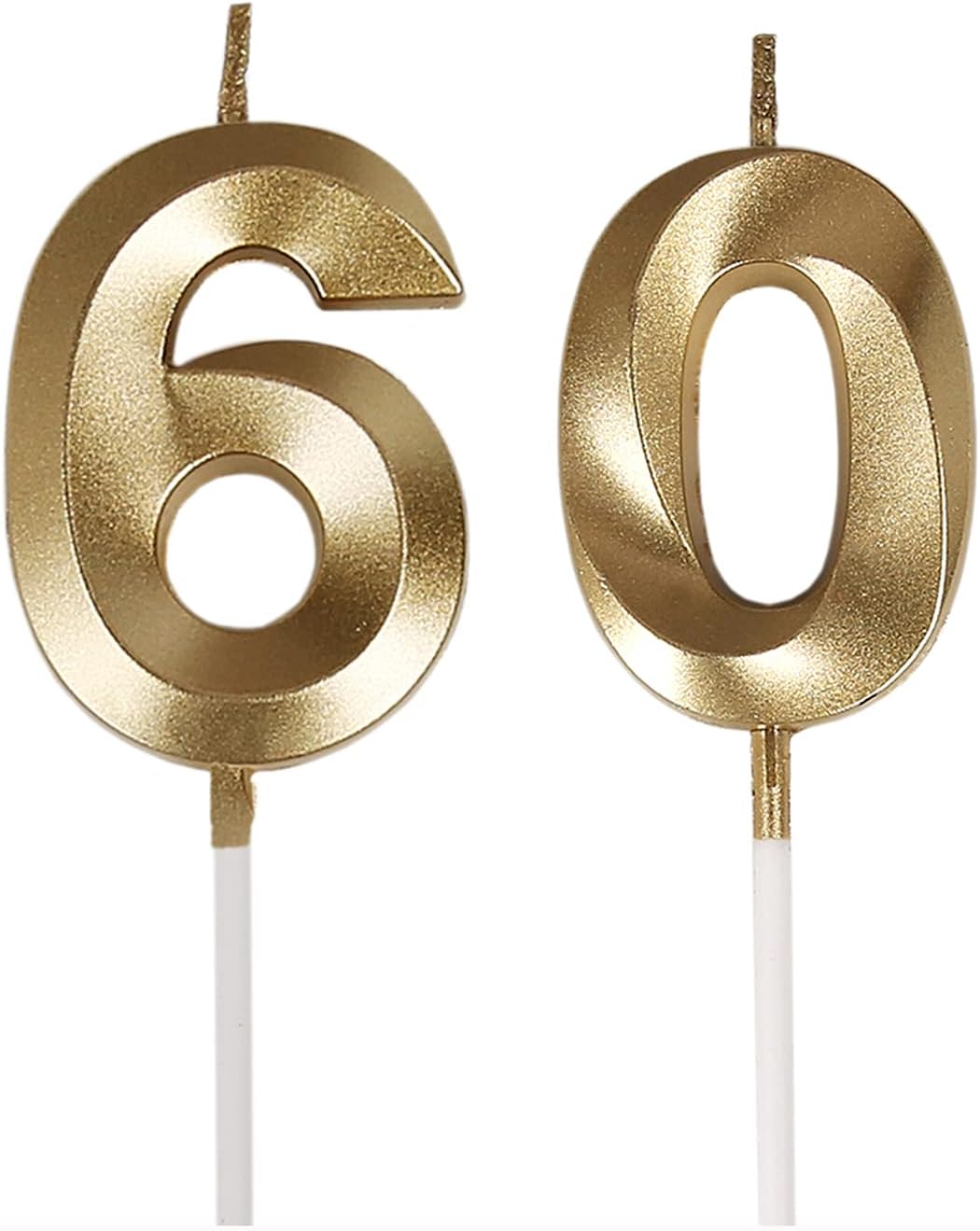 Bailym 60th Birthday Gold Number Candles Cake Topper