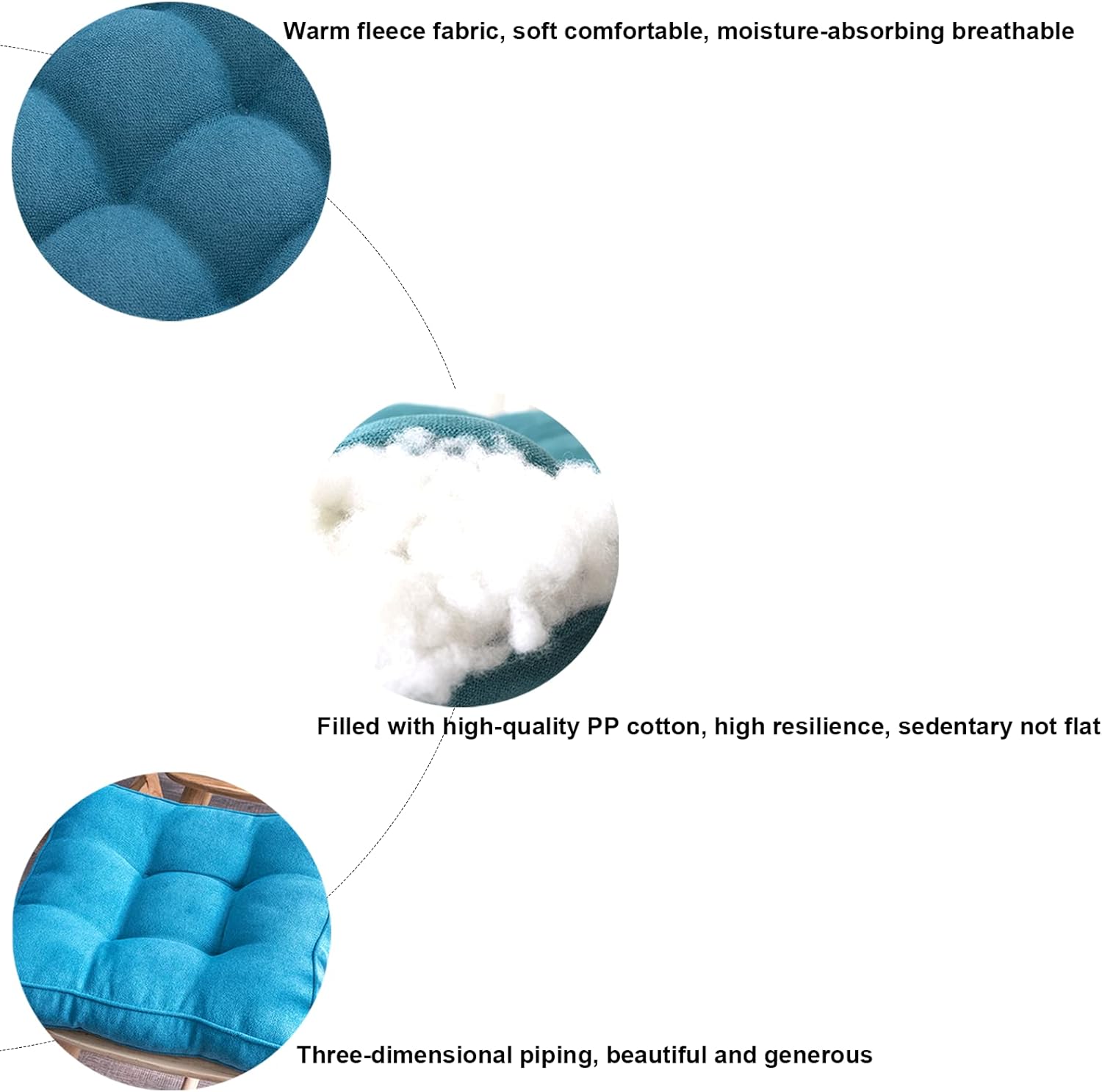 Soft Durable Chair Cushion Set of 2 45cm 18in Breathable Non-Slip
