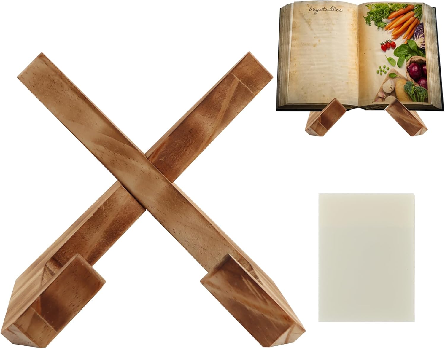 Wooden Cookbook Stand with Adjustable Angle