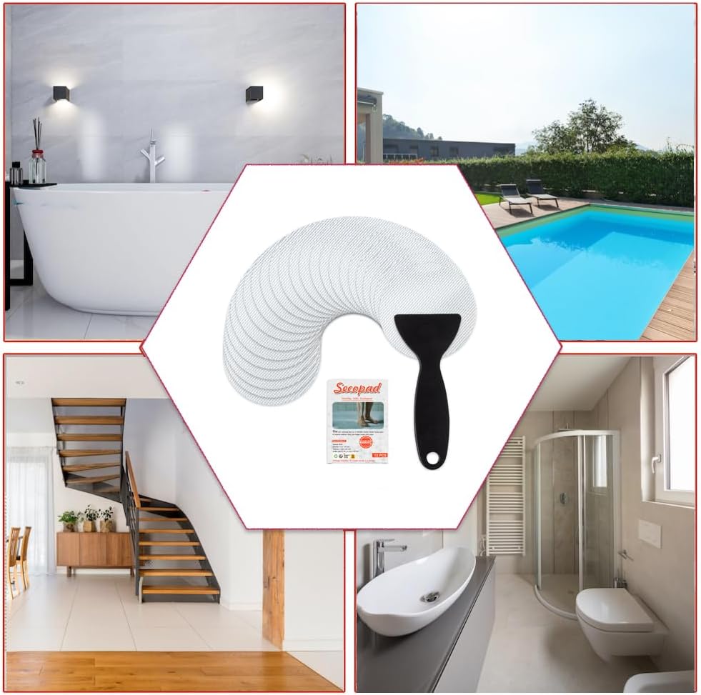 24 Piece Non-Slip Bathtub Stickers Set with Scraper