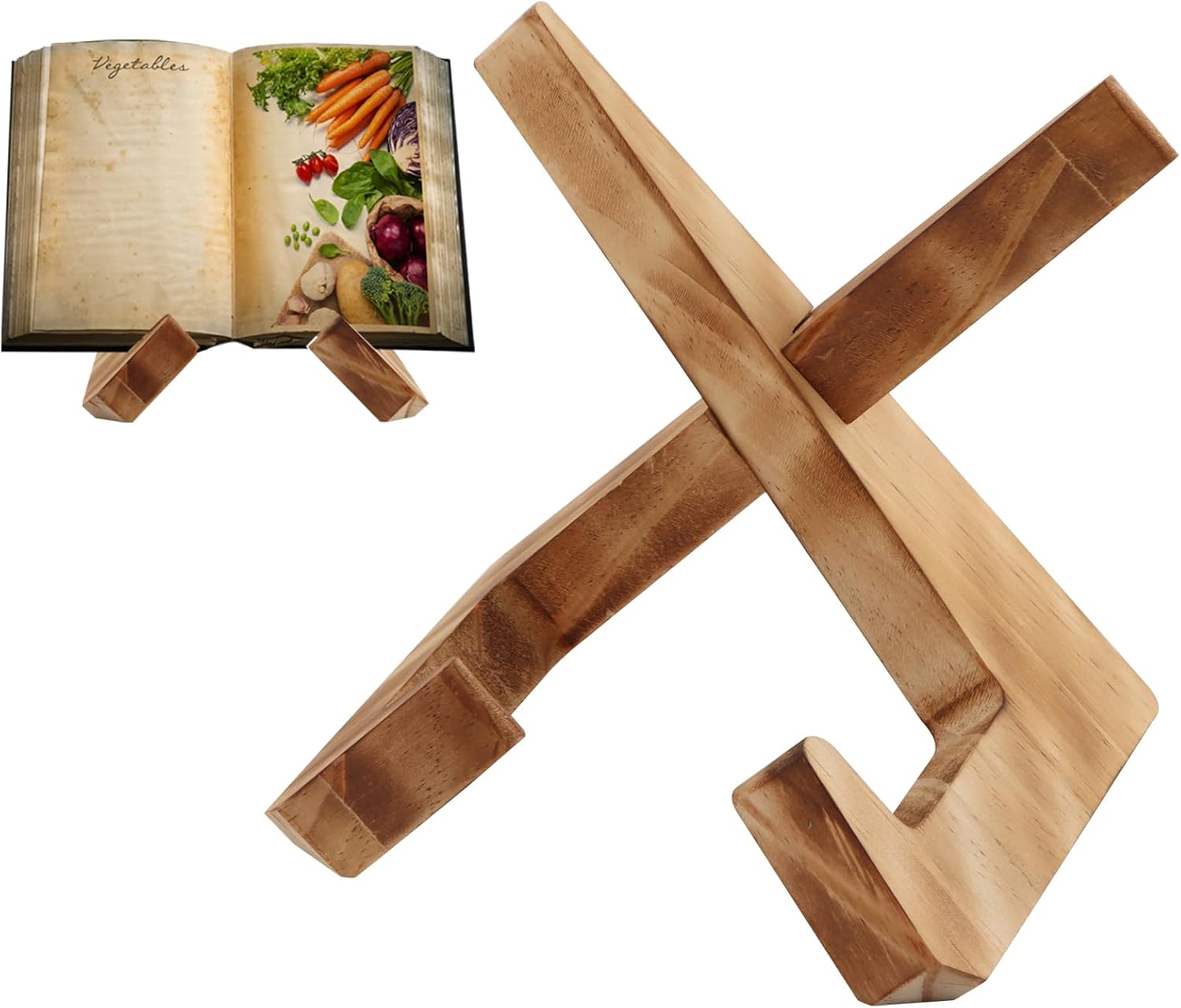 Wooden Cookbook Stand with Adjustable Angle