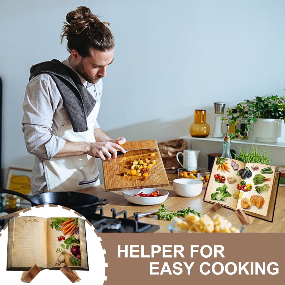Wooden Cookbook Stand with Adjustable Angle