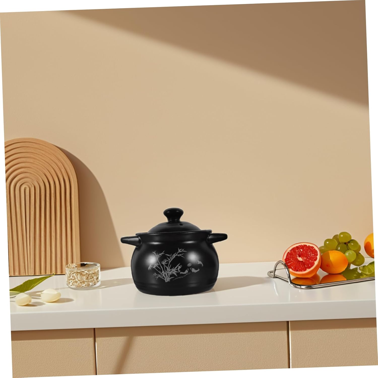 Hemoton 18L Ceramic Stockpot with Lid