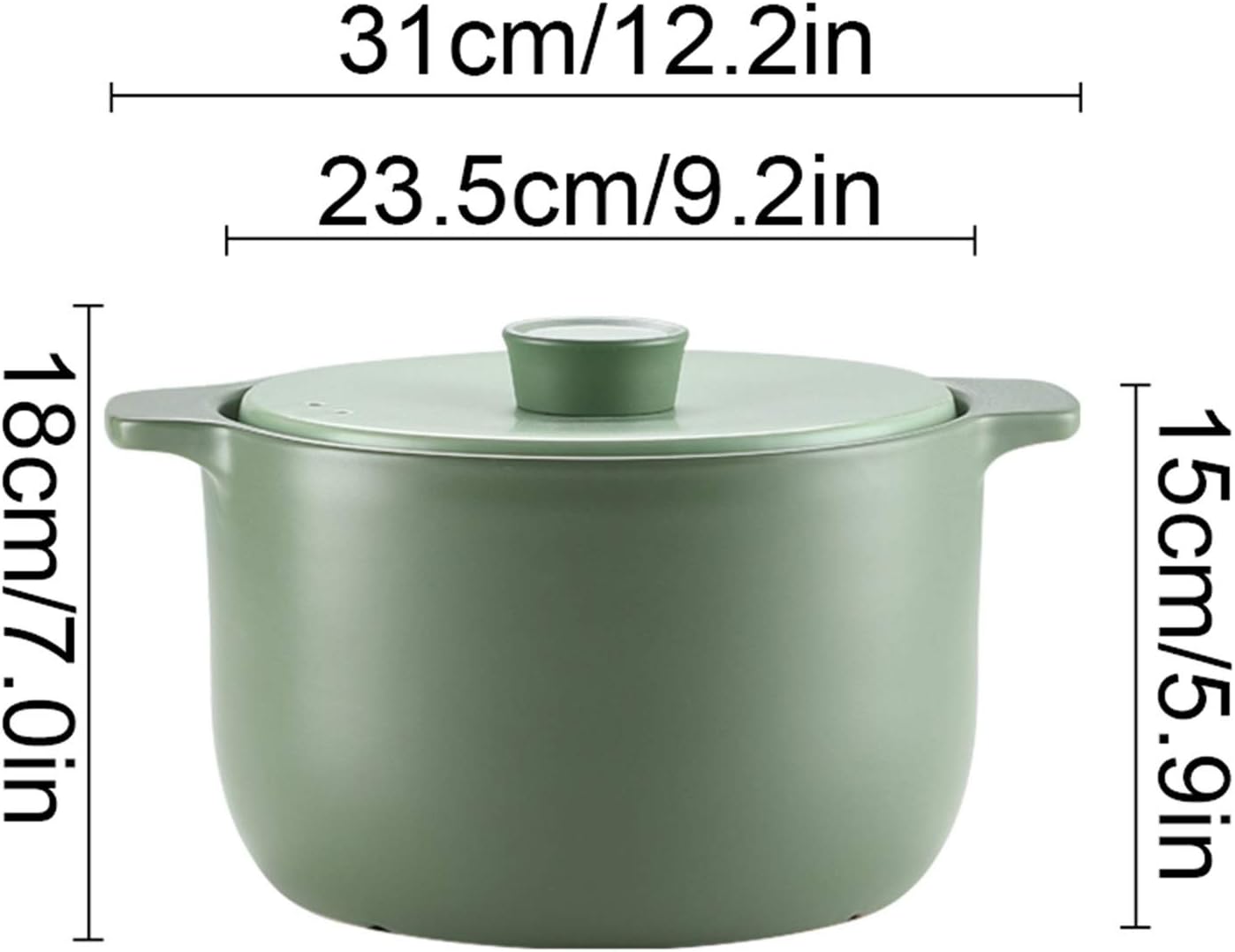 SISWIM Green Ceramic Casserole with Lid 27L