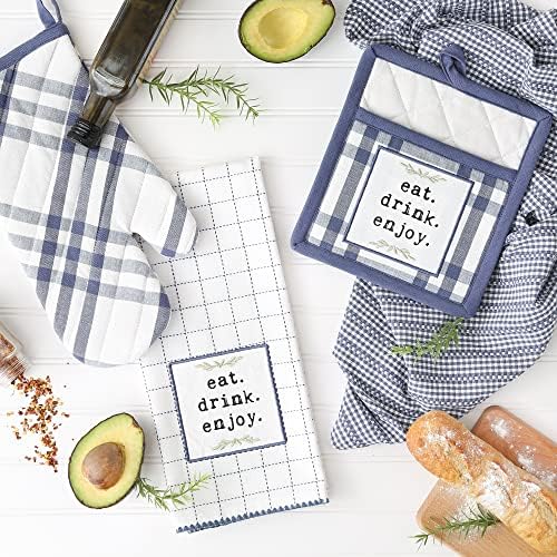 DII French Blue Kitchen Towel Set 4 Count
