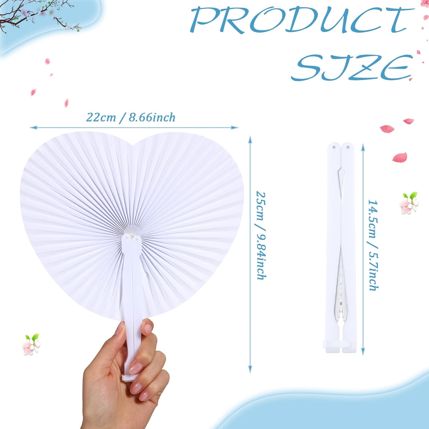 Blulu 60 Pack Decorative Folding Fans White