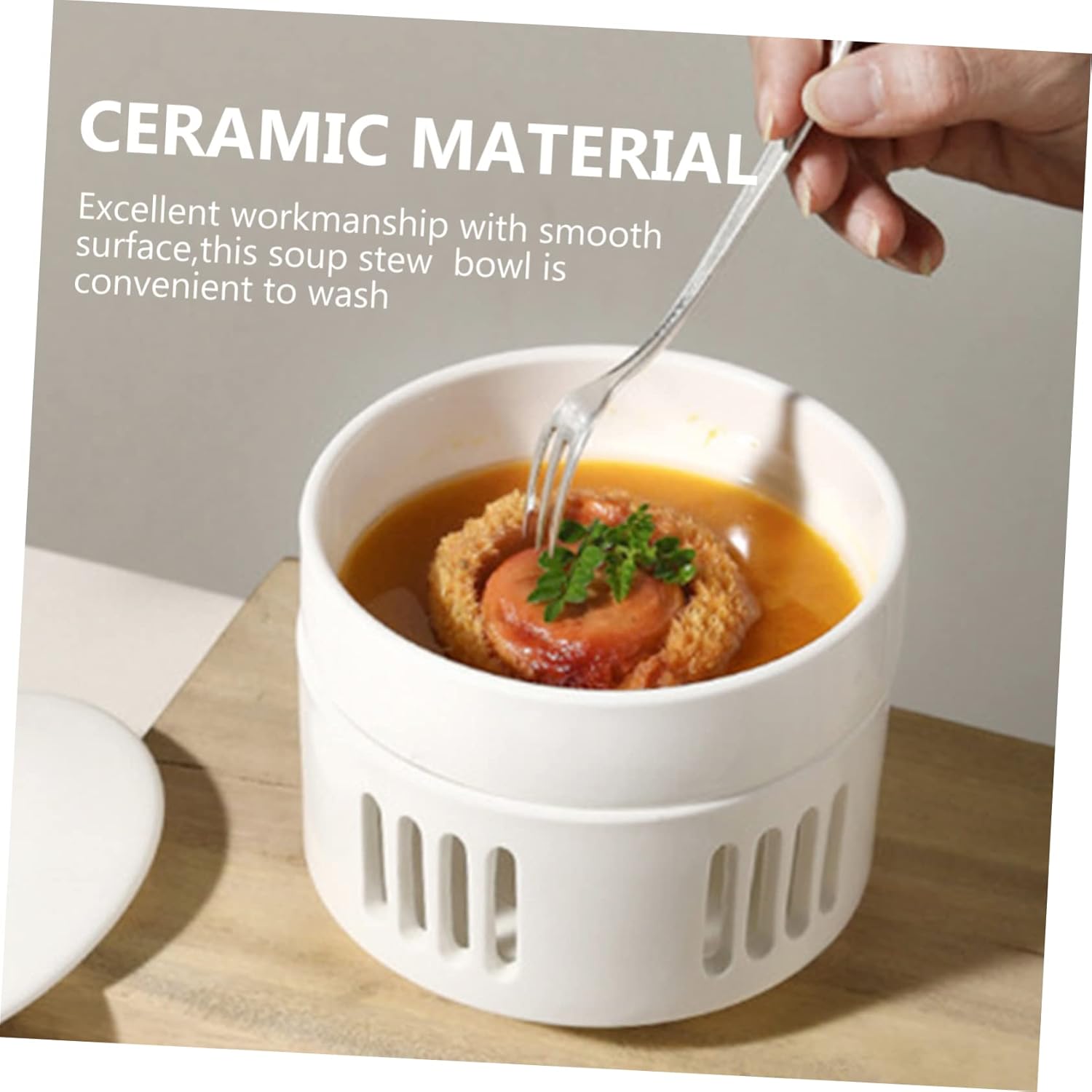 IMIKEYA Ceramic Stew Pot with Heating Base