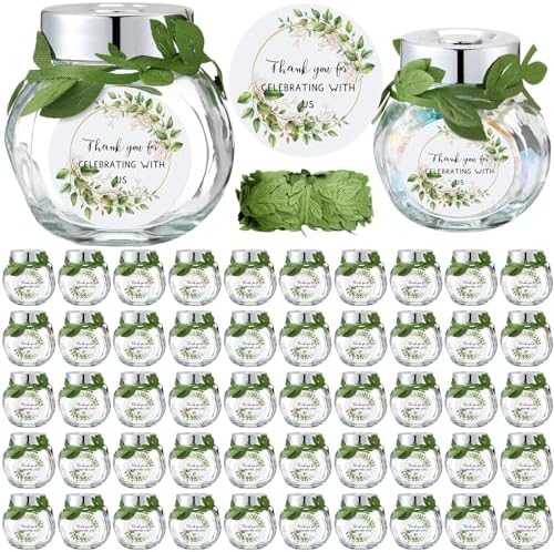50 Pcs Mini Glass Jars with Lids and Labels
